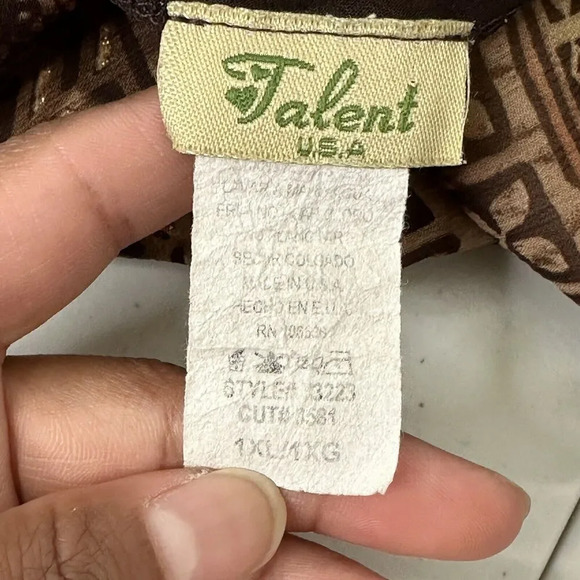 90s Y2K Vtg Talent Top 1XL Paisley Boho Fairy Grunge Whimsigoth Sheer V neck - Picture 8 of 12